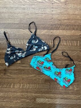 MeUndies Black Space Otter & Avocado and Pepper Print Triangle Bras (Set of 2)